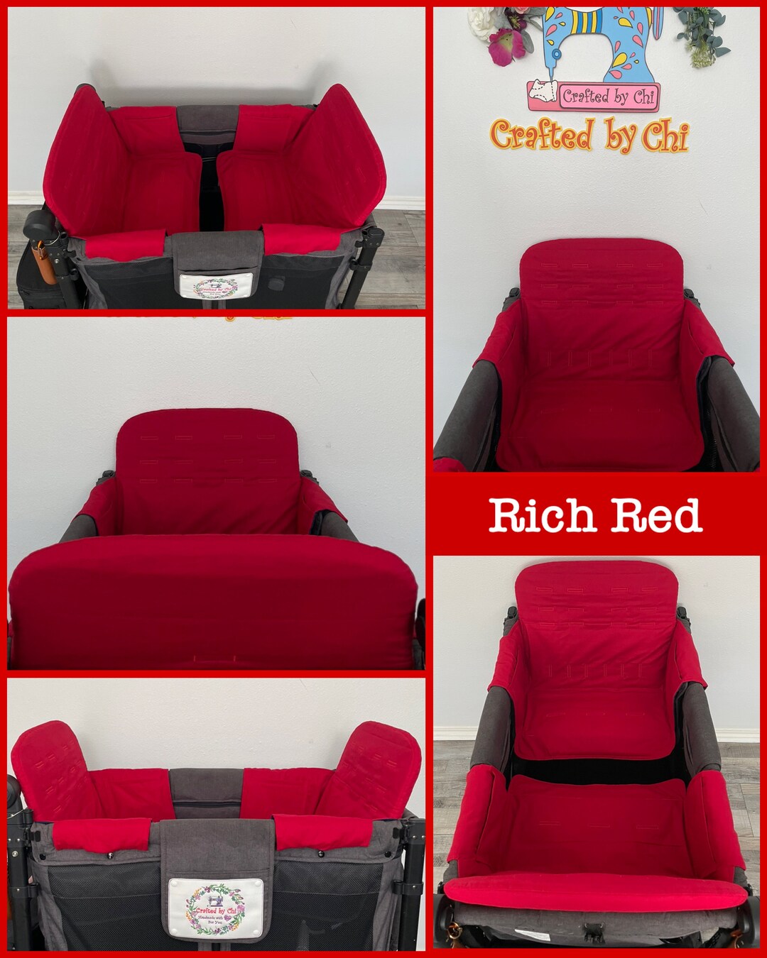 Solid RED Kona Cotton Seat Covers and Accessories for Etsy