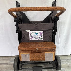 Rear Basket made with Embossed Floral Faux Leather  for WonderFold,  RainbowBaby, Joymor Wagon
