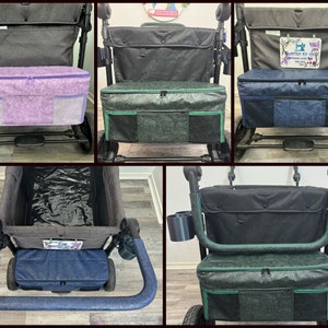 Rear Basket made with Embossed Floral Faux Leather  for WonderFold,  RainbowBaby, Joymor Wagon