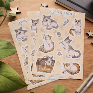 Gul Katt Klistermärke Mörkö & Pulla