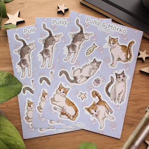 Blå katt klistermärke Mörkö & Pulla