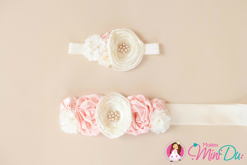 Set of Hairband /& Belly Band Flower Belt PhotoShoot Pregnancy Pregnancy Shoot Maternity Sash Belt Props Maternitysash