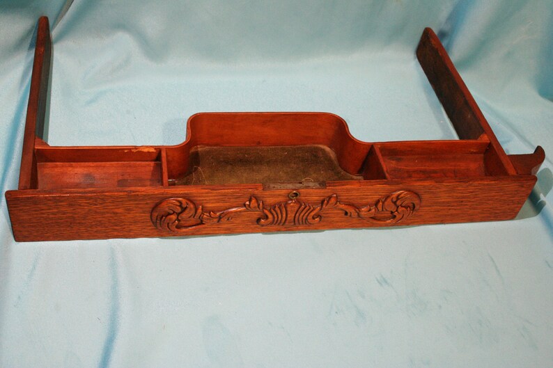 Antique Singer Treadle Sewing Machine Cabinet Center Drawer W Lock