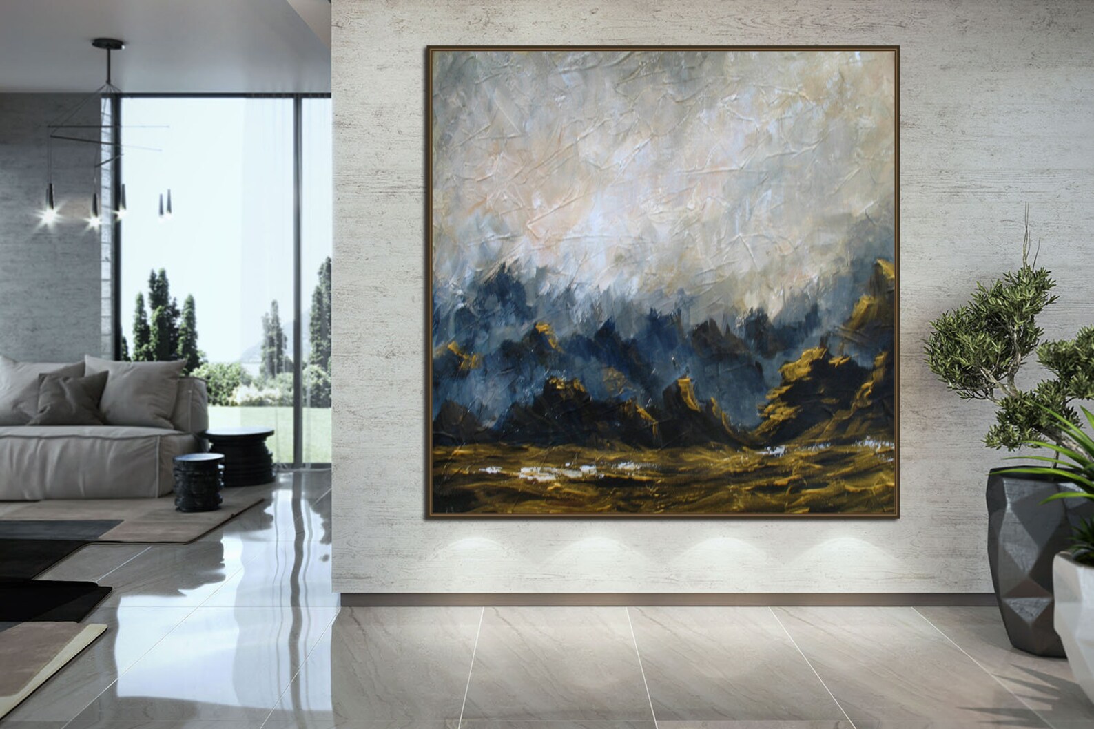 Gray and Gold Painting Original Large Abstract Painting Canvas Etsy