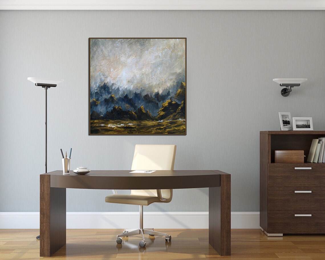 Gray and Gold Painting Original Large Abstract Painting Canvas Etsy