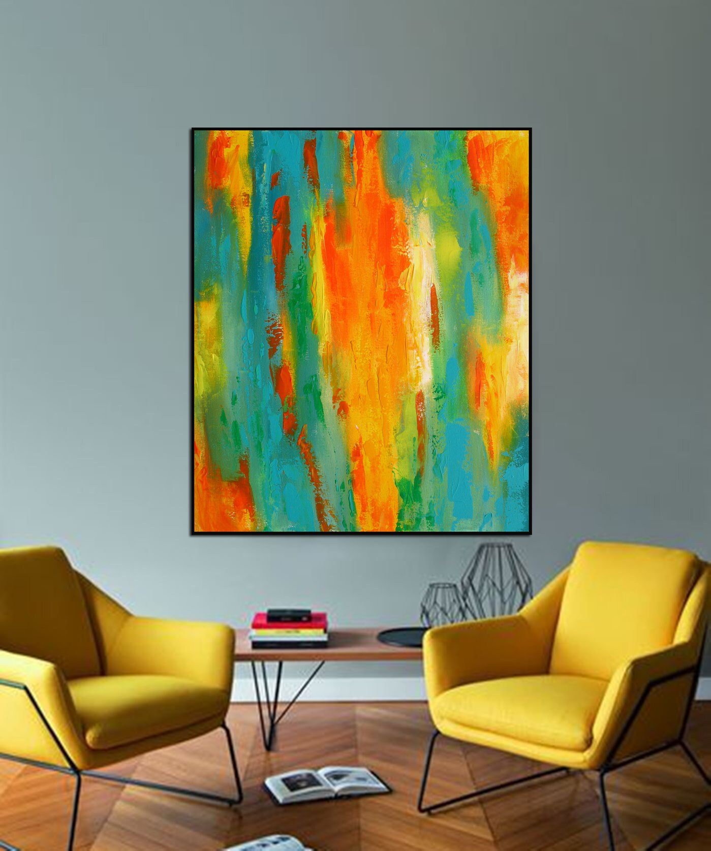 Large Abstract Painting Original Blue Abstract Paintings on - Etsy