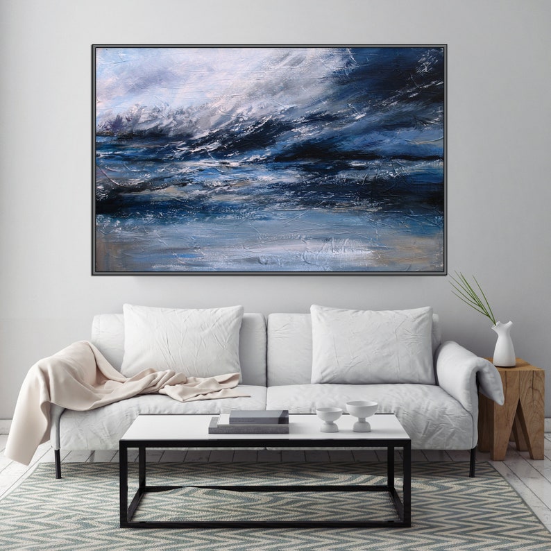 Large Abstract Painting Sea Canvas Original Seascape Painting Etsy