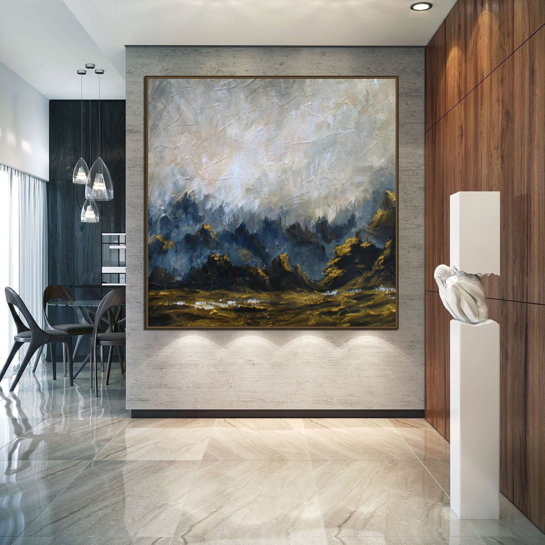 Gray and Gold Painting Original Large Abstract Painting Canvas Etsy UK