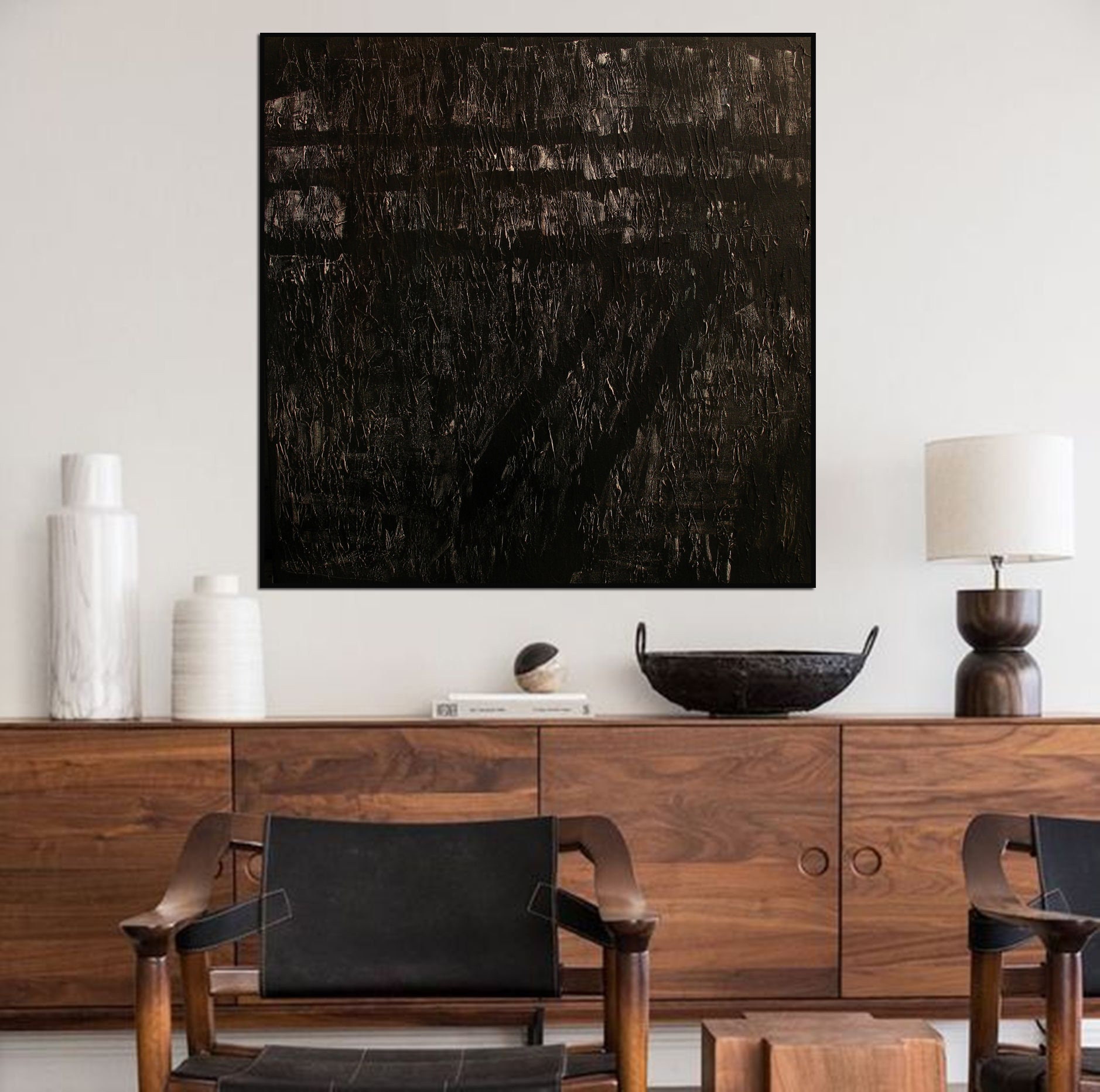 Large Abstract Painting on Canvas Original Black Brown Etsy