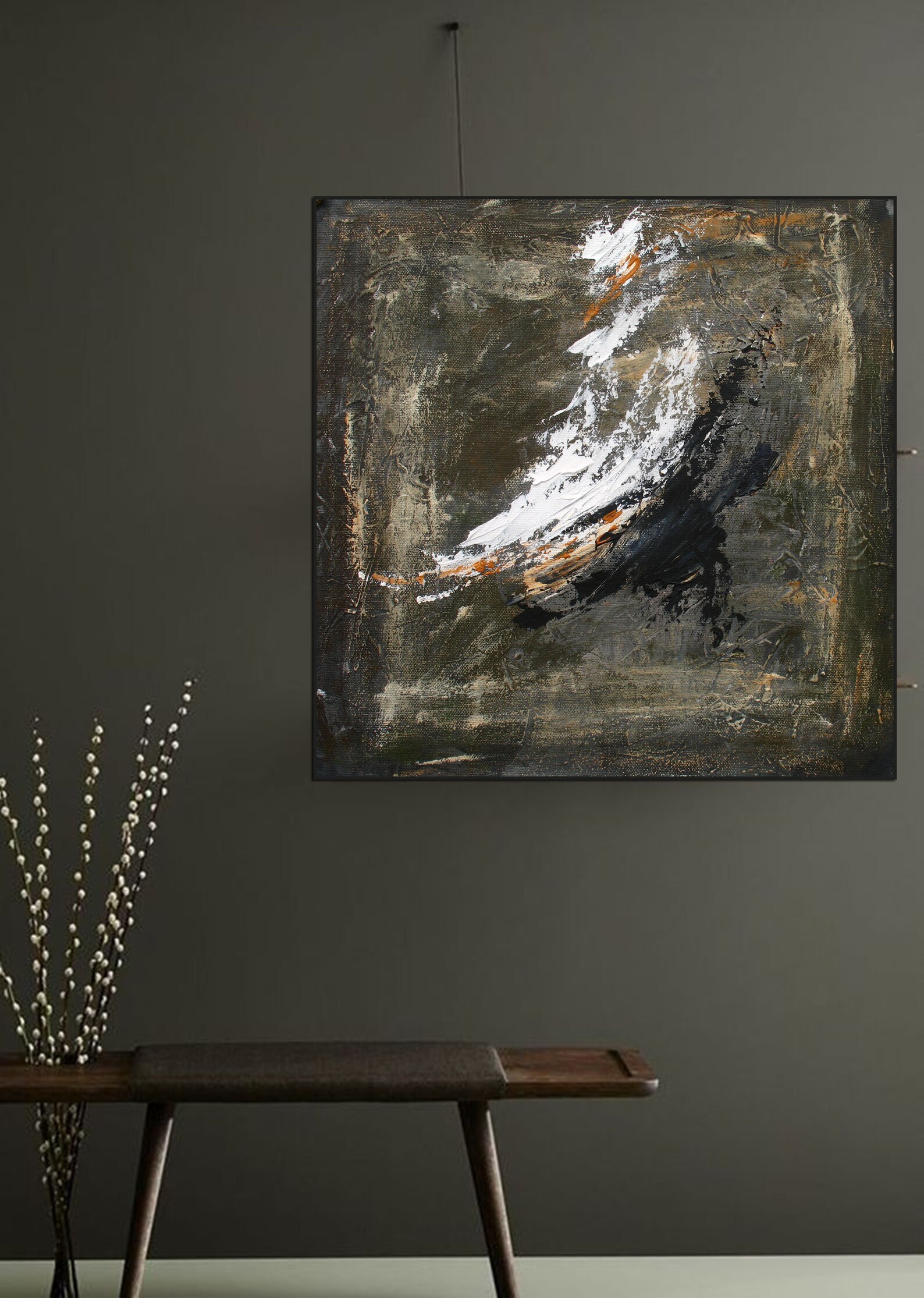 Large Abstract Painting on Canvas Brown Acrylic Painting Etsy