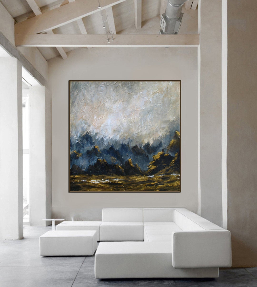 Gray and Gold Painting Original Large Abstract Painting Canvas Etsy