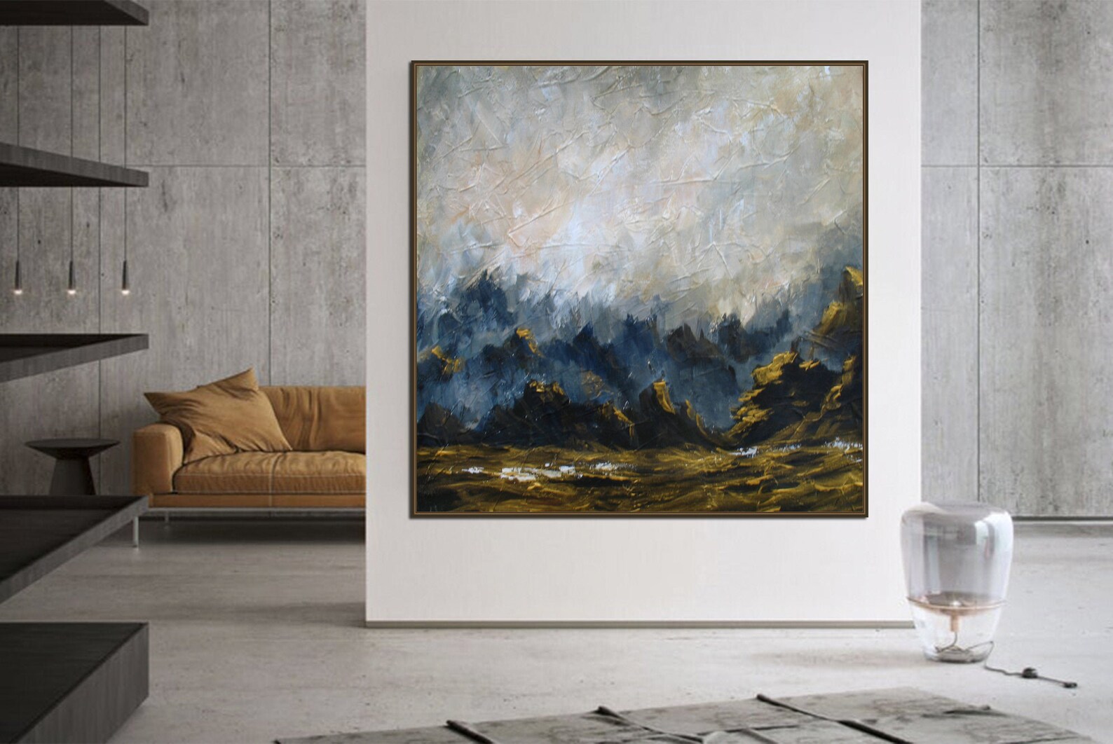 Gray and Gold Painting Original Large Abstract Painting Canvas Etsy