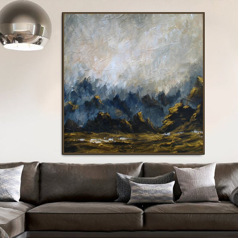 Gray and gold painting original large abstract painting canvas Etsy