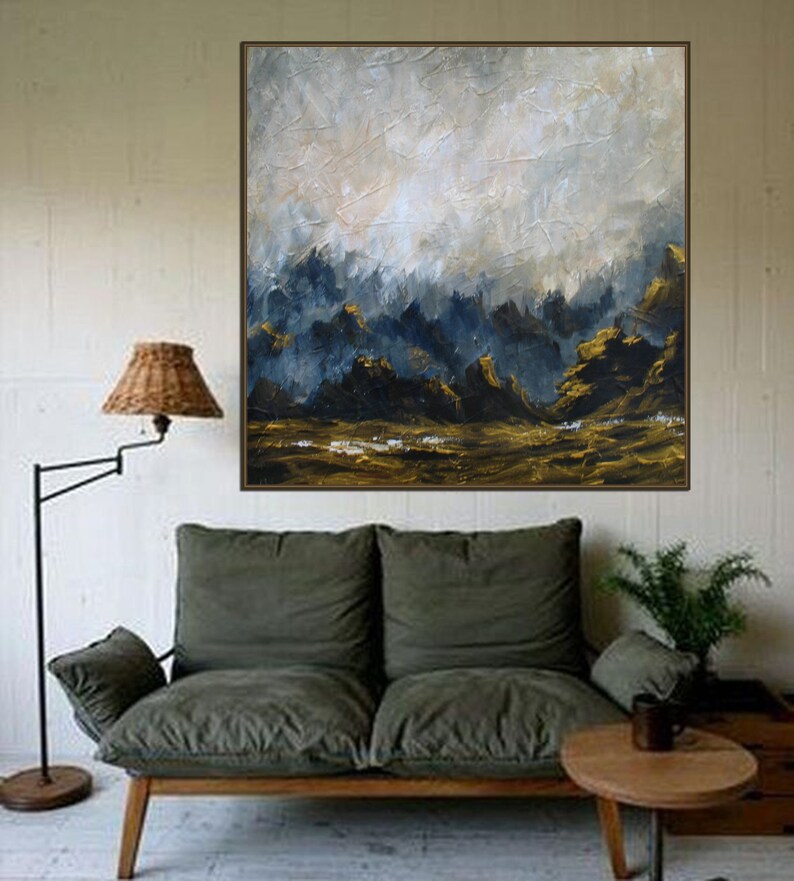 Gray and Gold Painting Original Large Abstract Painting Canvas Etsy