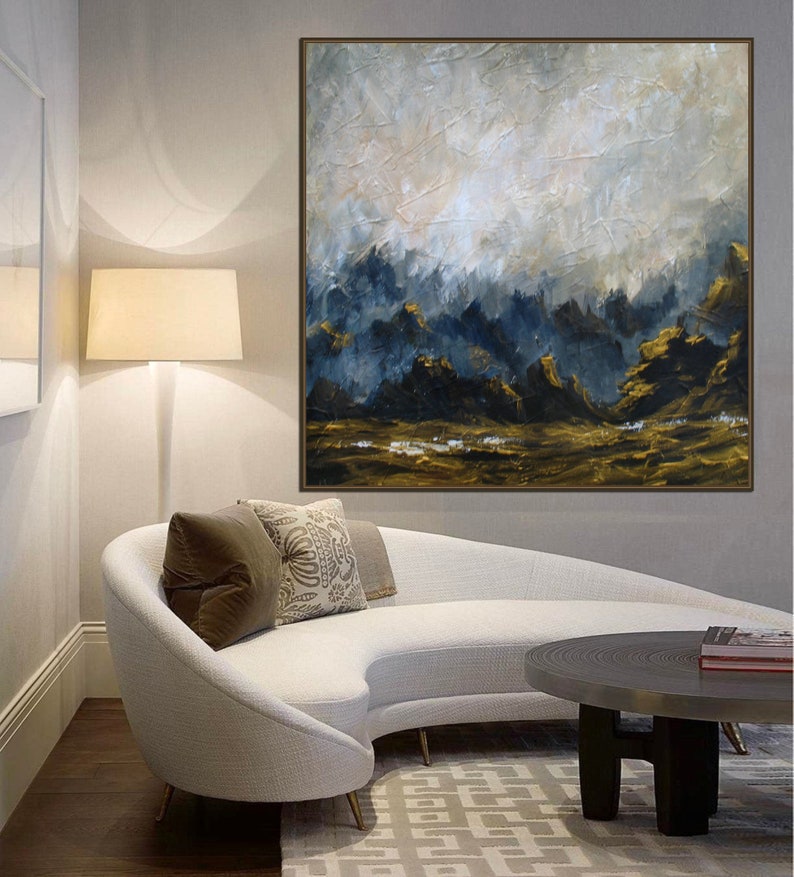 Gray and Gold Painting Original Large Abstract Painting Canvas Etsy