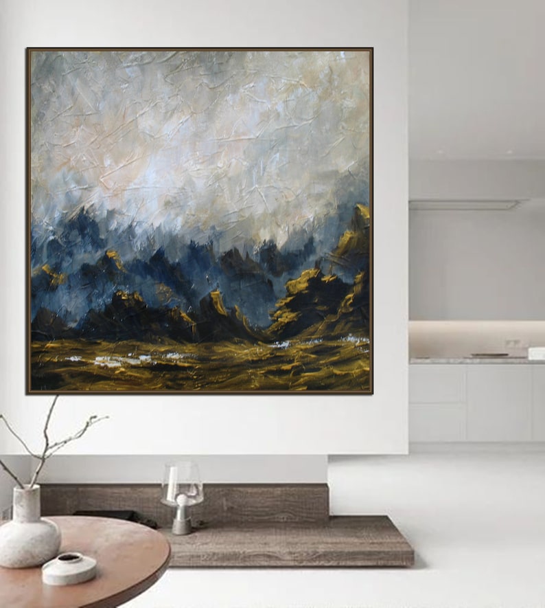 Gray and Gold Painting Original Large Abstract Painting Canvas Etsy