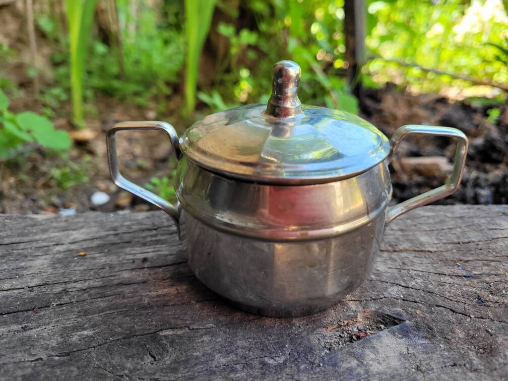 Français Chaudron d'acier Vintage Petit Argent Sorcières Wiccan Autel Décor Rituel d'autel Outils Pa