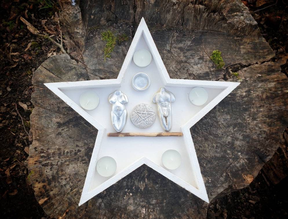 Autel Païen A Mis Pentagram Autel en Forme d'autel Ensemble Palier Kit Sorcières Wiccan Unique Outil