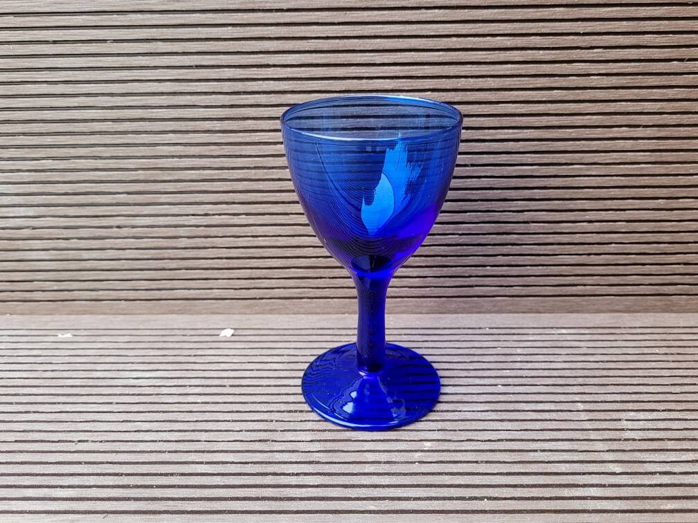 Petit Calice Rituel Vintage de Verre Bleu Petit Tasse Sorcières Wiccan Décor d'autel Païen Outils Vo