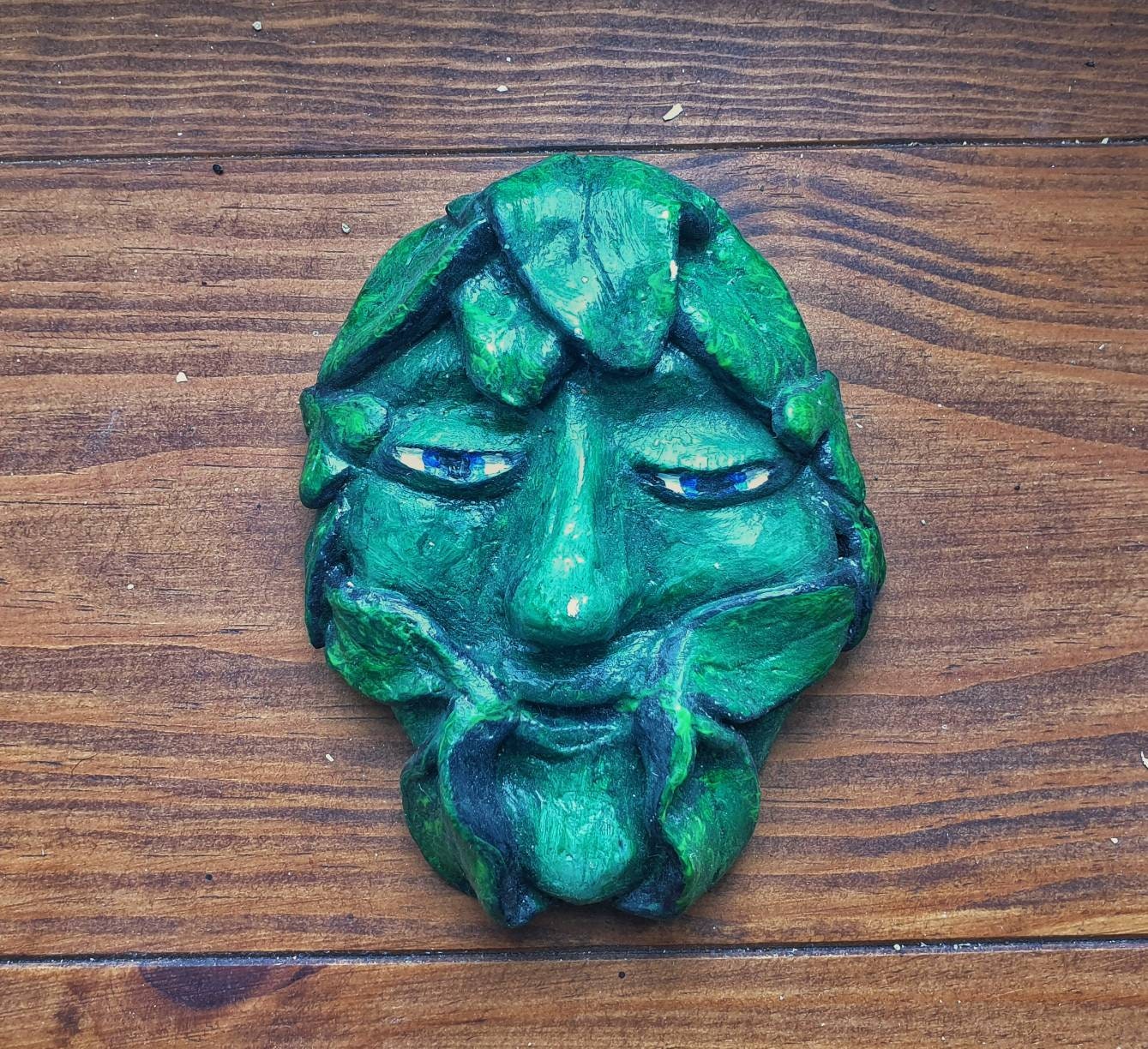 L'homme Vert Plaque Dieu Païen Statue Seigneur de La Végétation Greenwood Esprit Hedgewitch d'autel 