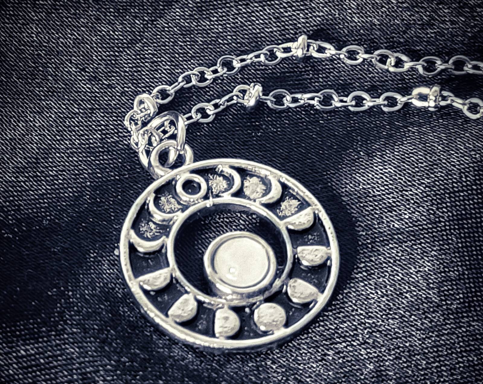 Pendentif Phase Lune Collier Wicca Sorcellerie Bijoux Sorcières Wiccan Rituel Juiverie Prêtresse Yul