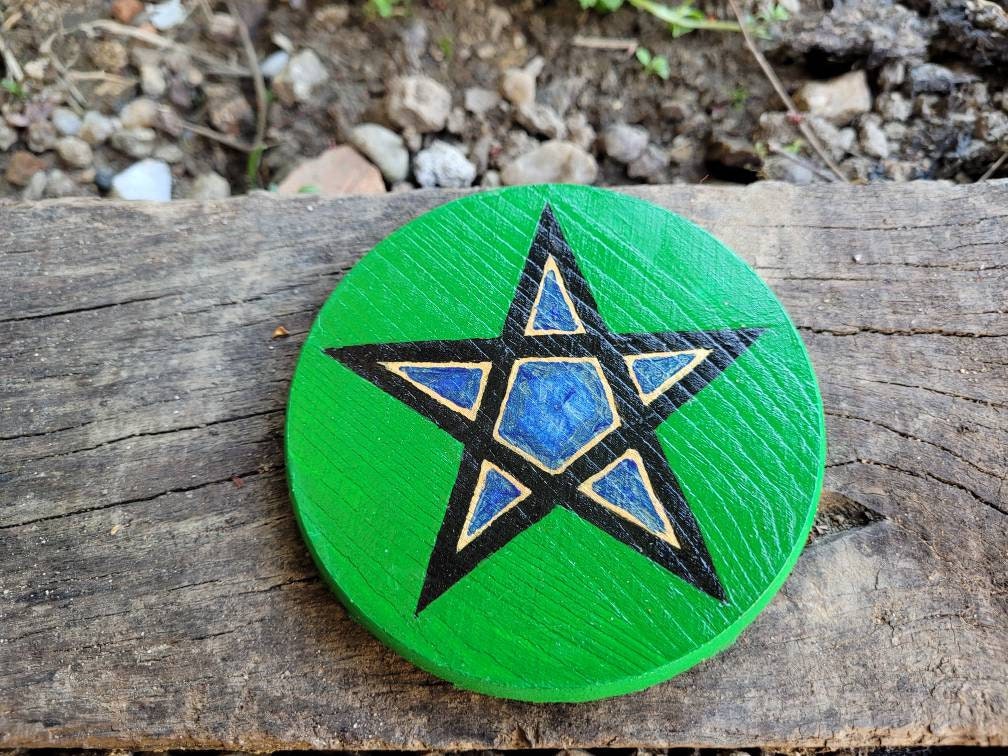 Sorcières Pentacle Wiccan Autel Petit Vert Outils d'autel Sorcières Kit Païen