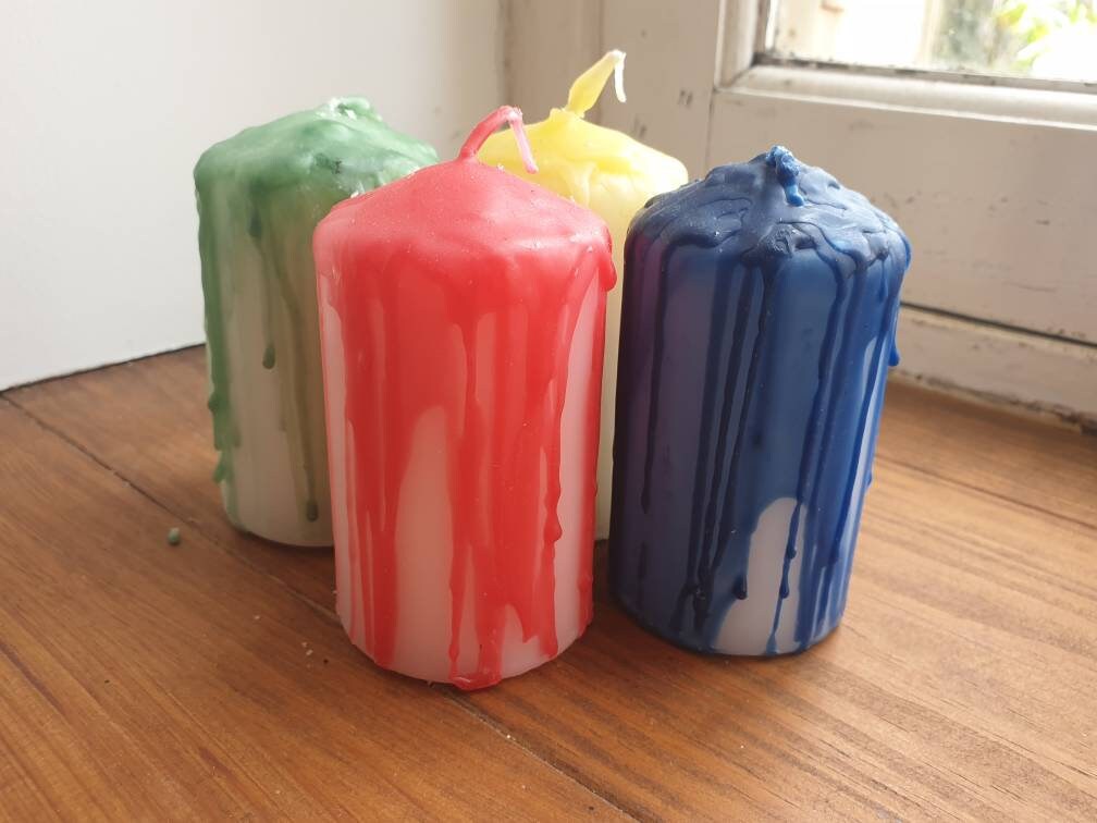 Bougies Élémentaires d'autel Les Bougies de Quart Coulée Des Coven Wiccan Outils L'ours Kit Rituel