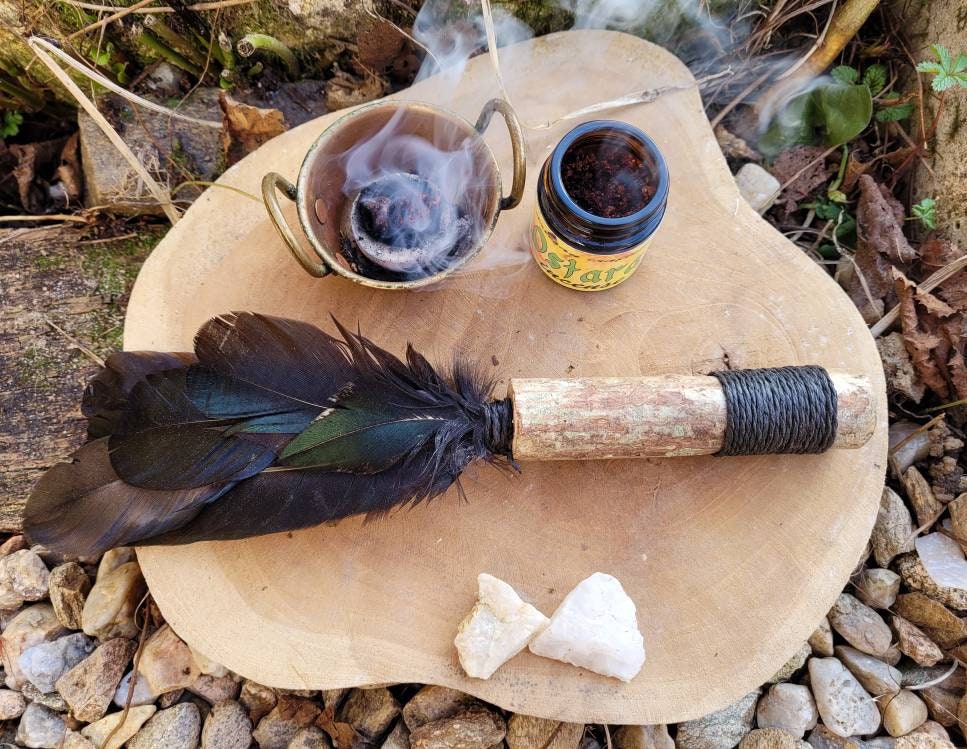 Encens Rituel Wafter Éventail de Plumes Pour Encens Ventilateur Fumée Rituels Rites Nettoyage Outils