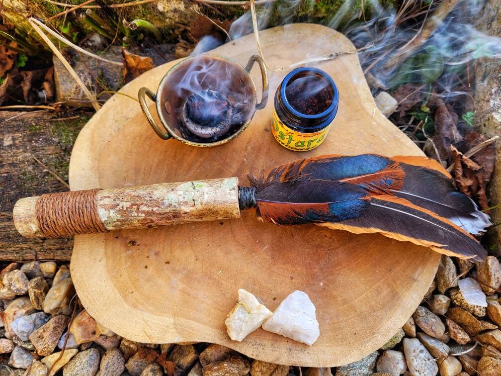 Encens Rituel Wafter Éventail de Plumes Pour Encens Ventilateur Fumée Rituels Rites Nettoyage Outils