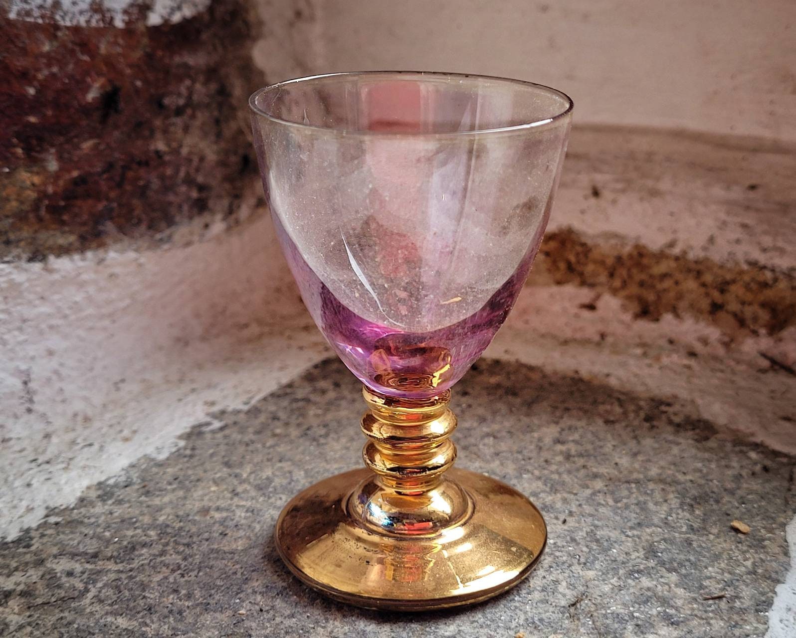 Petit Calice Rituel Vintage en Verre Rose Petit Gobelet Tasse de Sorcières Wiccan Autel Décor Païen 