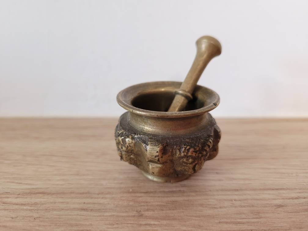 Pilon et Mortier en Laiton Vintage Pour La Fabrication de L'encens, Mélange d'encens Rituel, Encens 