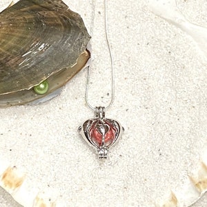 Dauphins en forme de cœur, kit de bricolage collier et perle, cage à dauphin en forme de cœur qui comprend un collier de votre choix de longueur + huître