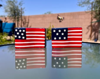 USA Patriotic American Flag Salt & Pepper Shakers Stars Stripes Red White Blue