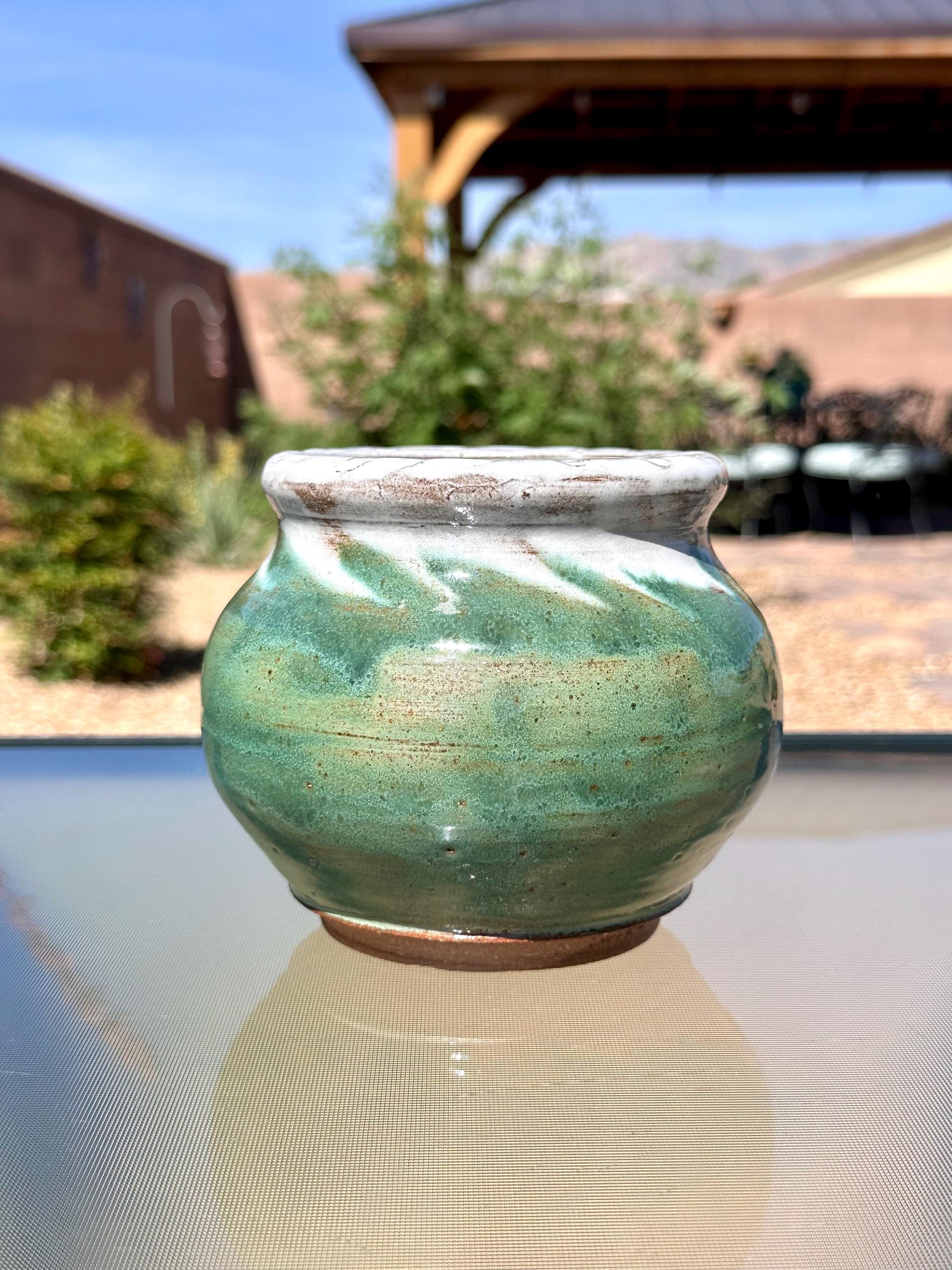 Thorson Hand Thrown Studio Art Pottery Bowl Planter Sign & Date Green ...