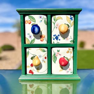 Princess House Fruit on the Vine Storage Wood/Ceramic Drawers Fruit Knobs
