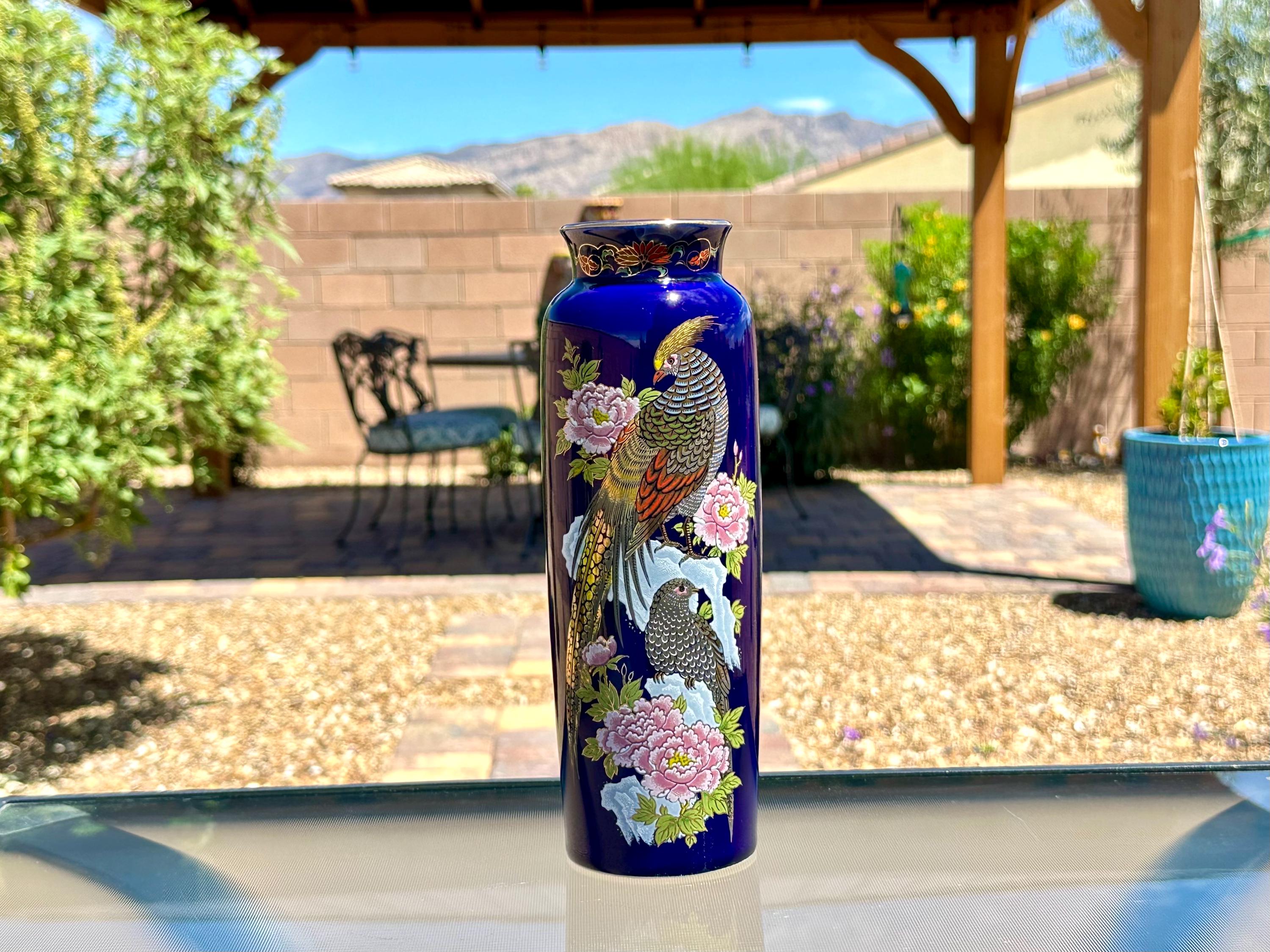 Kutani Cobalt Blue Vase Vintage - Etsy