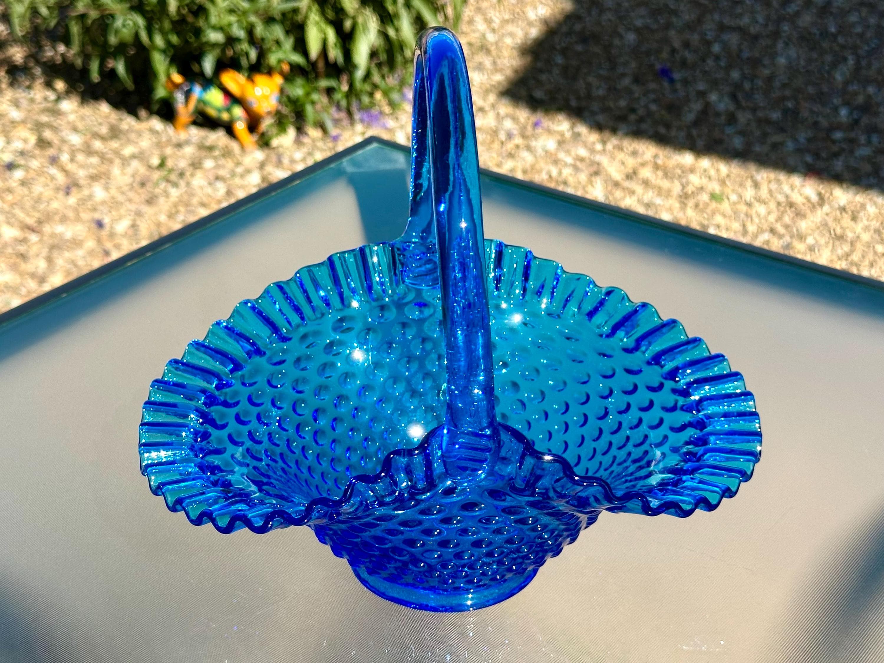 Fenton Blue Basket - Etsy