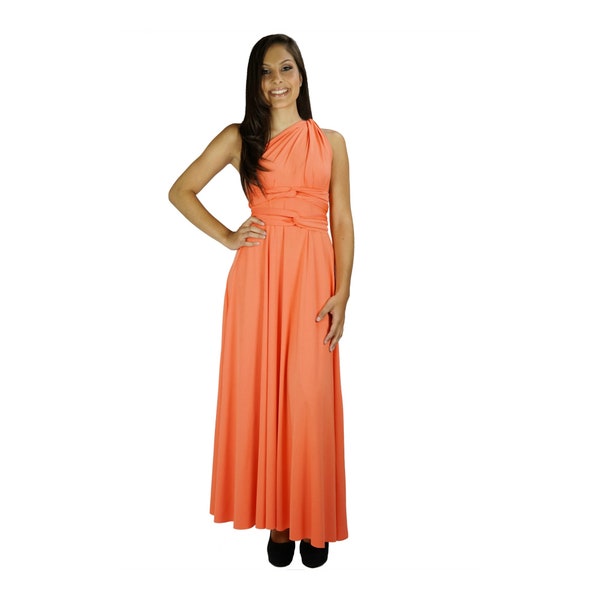 Straight Back Multi Wear Convertible Bridesmaid Dresses Coral