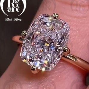 3 CT Elongated Cushion Cut Moissanite Engagement Ring 14K Solid Gold Vintage Ring Solitaire Wedding Proposal Ring Anniversary Promise Ring