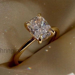 3 CT Elongated Cushion Cut Moissanite Engagement Ring 14K Solid Gold Ring Solitaire Wedding Proposal Ring Anniversary Promise Ring For Wife