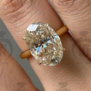 5.00 CT Champagner Oval Cut Moissanite Verlobungsring 10k ~ 14k ~ 18k Hochzeitstag Ring für Frau Oval Solitär Ring Geburtstagsgeschenke