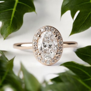 2 CT Oval Cut Moissanite Engagement Ring 14K Gold Wedding Ring Moissanite Diamond Ring Oval Halo Anniversary Ring Promise Vintage Ring