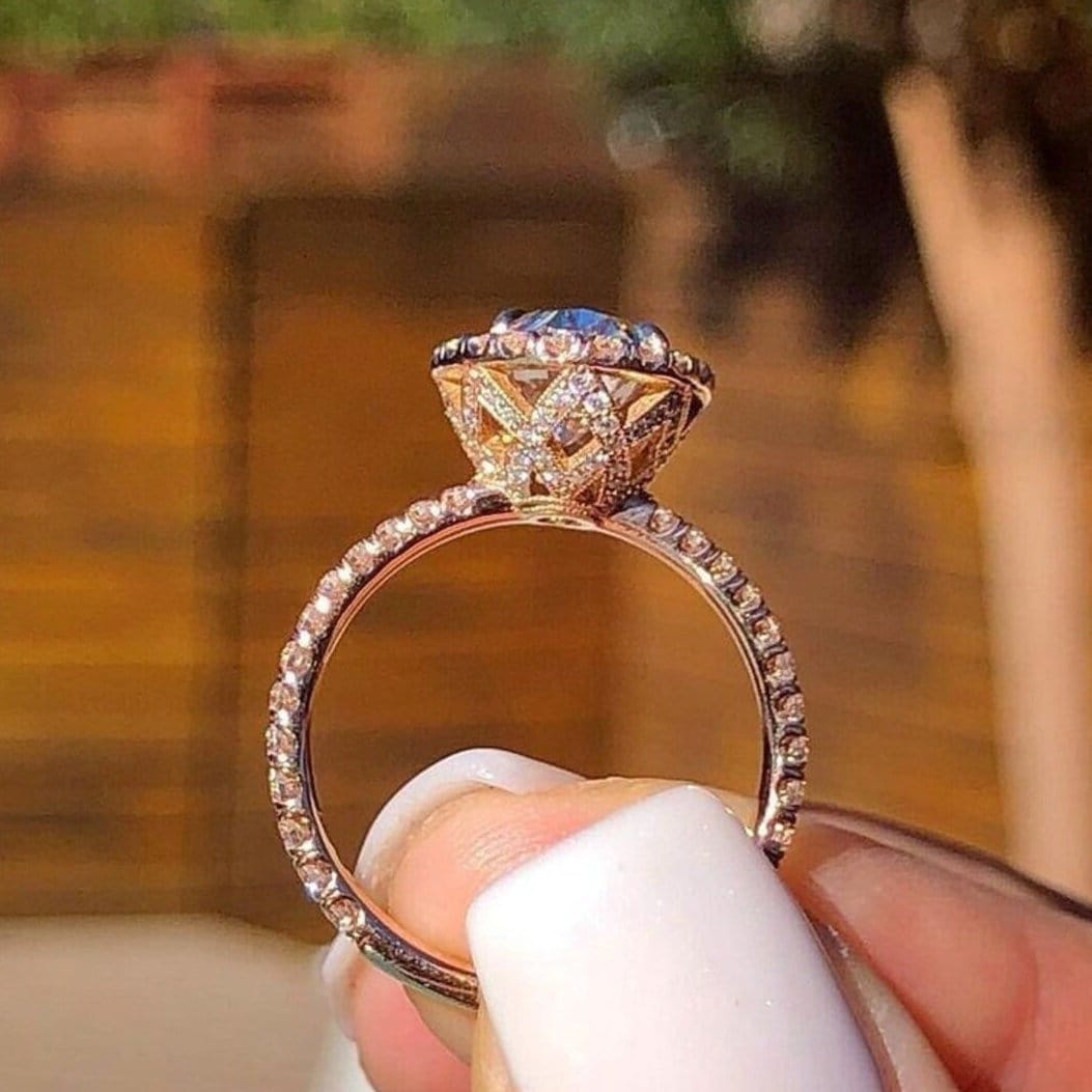 Vintage Tulip Basket Setting Engagement Ring 2 CT Oval Cut Lotus Flower Art Deco Wedding Ring Antique Bridal Ring 14K Gold Anniversary Ring Etsy