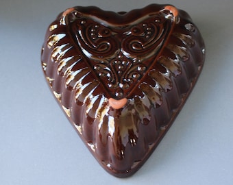 Vintage ceramic heart cake mold pudding mold Scheurich Ceramics