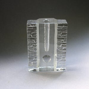Vaso in vetro, vaso a blocco, vaso Walther Design, vetro Solifleur, anni '70