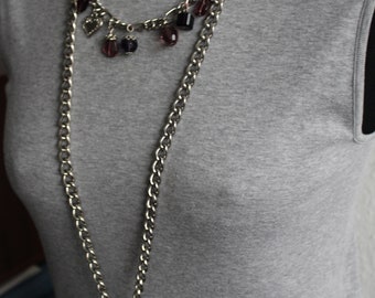 Pièce de créateur de collier vintage en acier inoxydable très inhabituelle avec un grand pendentif