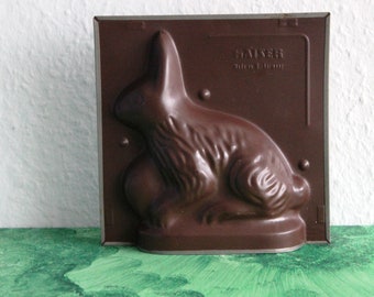 Chocolate mold, metal cake mold from Kaiser in the shape of a rabbit, vintage from the 70s