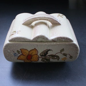 Caja con tapa Art Deco con lata de galleta de caramelo glaseado muy inusual 30s