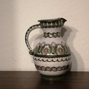 Decorative vintage handle jug wine jug juice jug Gmünder ceramic floor signature handmade