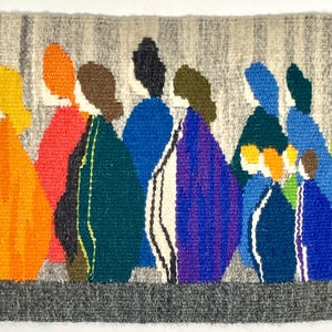 Wall hanging, flemish weave tapestry, vintage Swedish handicraft